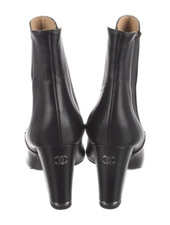 Chanel Interlocking CC Logo Leather Chelsea Boots