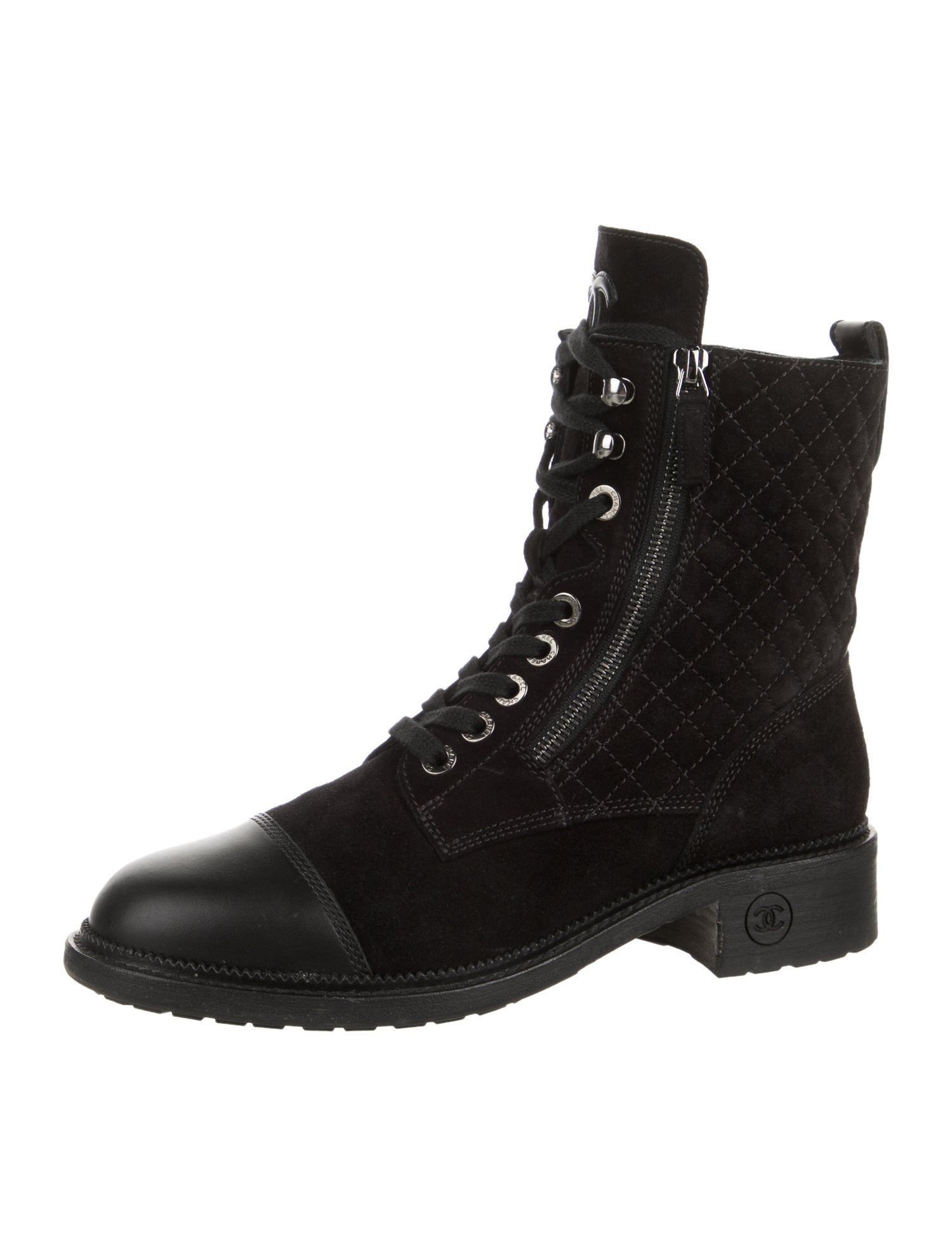 Chanel 2018 Interlocking CC Logo Combat Boots
