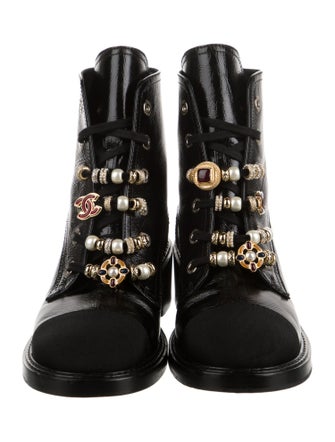 Chanel 2024-2025 Faux Pearl Accents Combat Boots