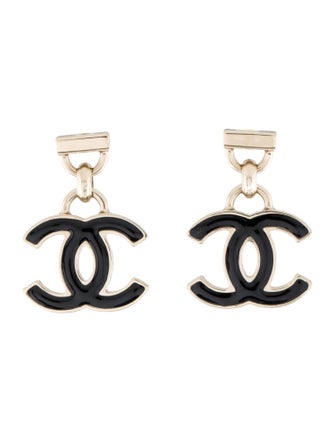 Chanel 2024 Enamel CC Drop Earrings