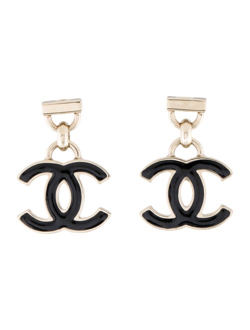 Chanel 2024 Enamel CC Drop Earrings