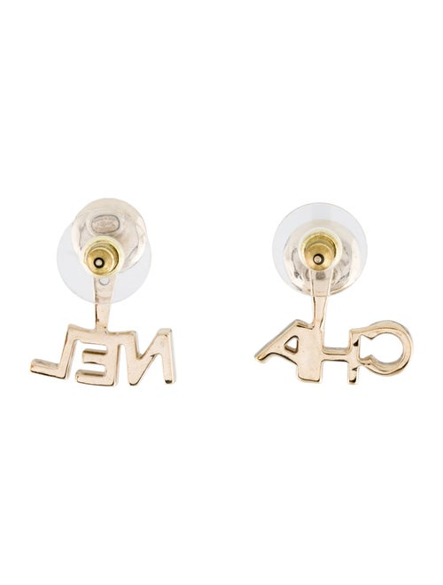 Chanel Faux Pearl & Strass CC Drop Earrings