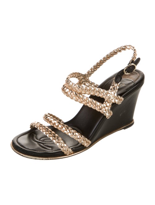 Chanel Leather Braided Accents Slingback Sandals