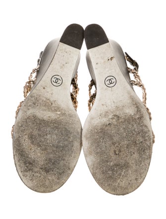 Chanel Leather Braided Accents Slingback Sandals