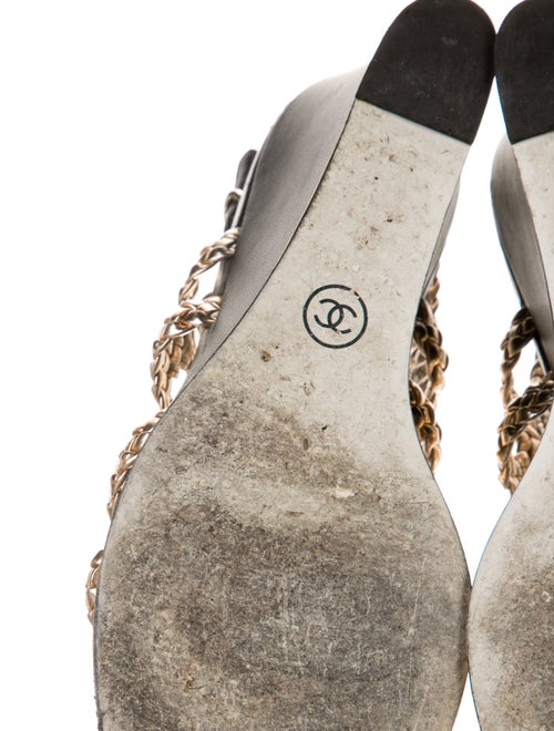 Chanel Leather Braided Accents Slingback Sandals