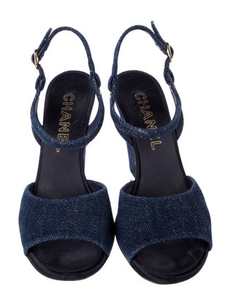 Chanel 2017 Denim Slingback Pumps