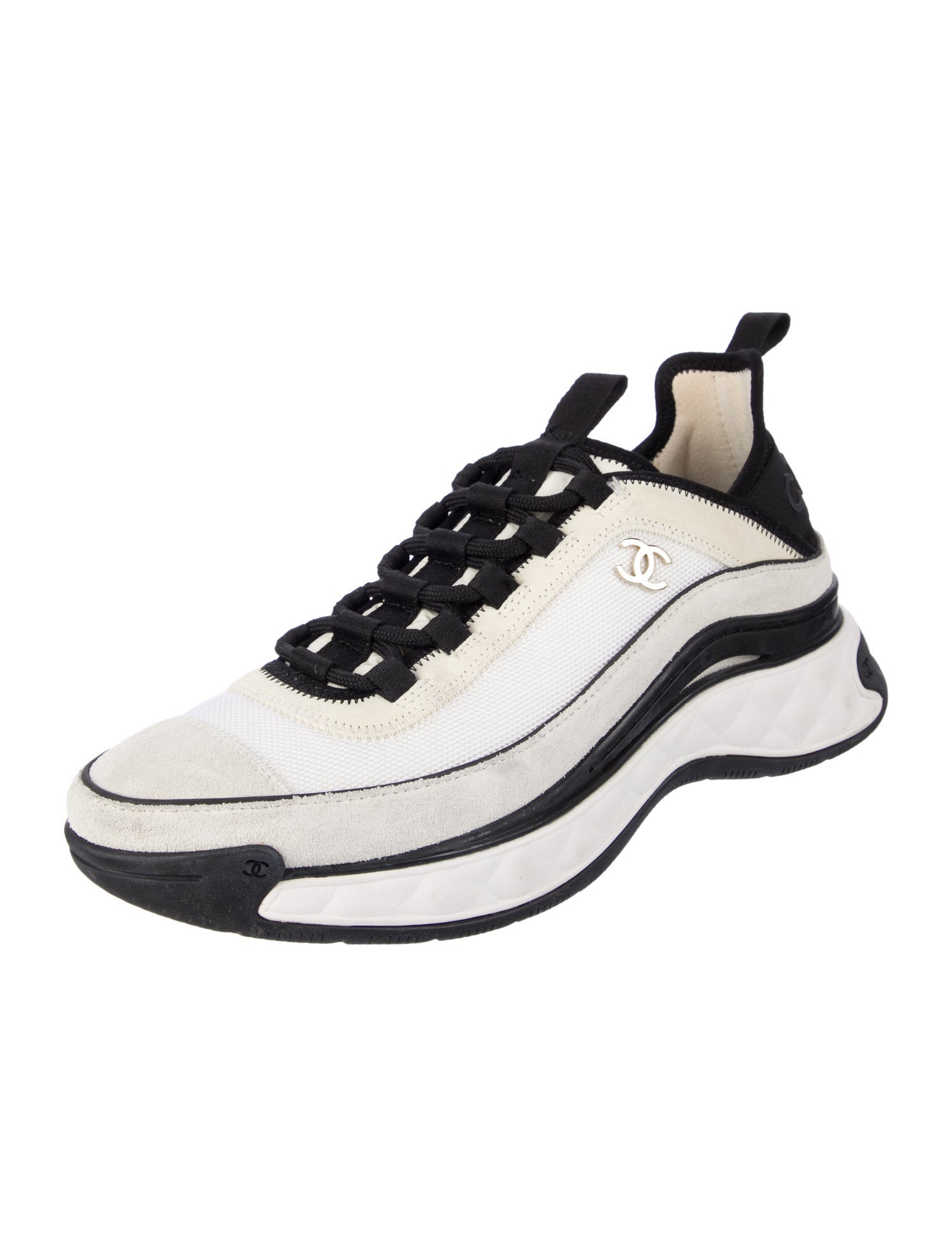 Chanel Interlocking CC Logo Suede Sneakers