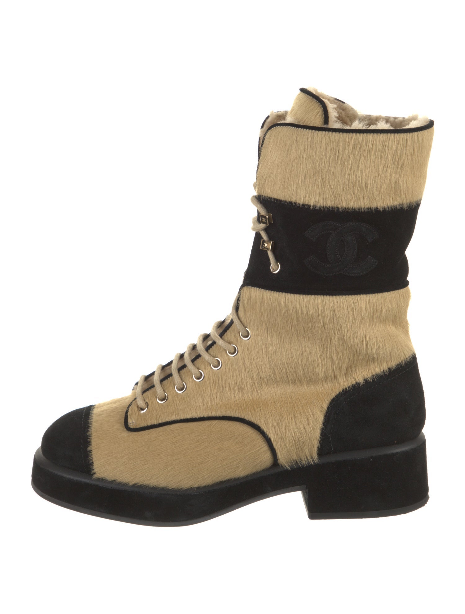 Chanel 2022 Interlocking CC Logo Combat Boots