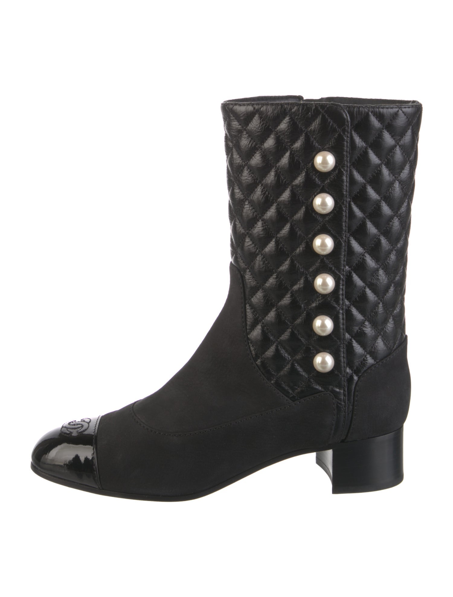 Chanel Interlocking CC Logo Leather Moto Boots