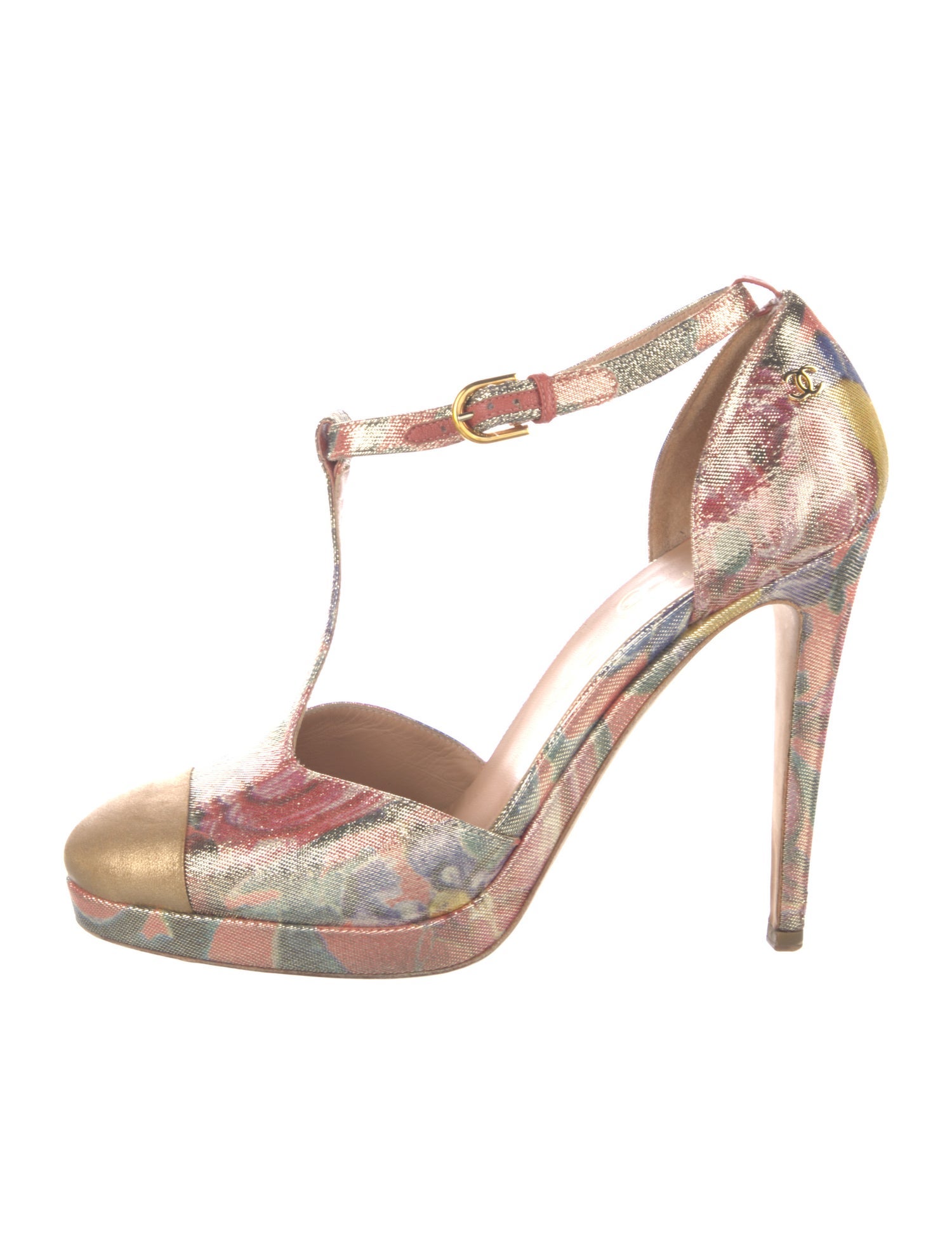 Chanel 2015 Interlocking CC Logo T-Strap Pumps