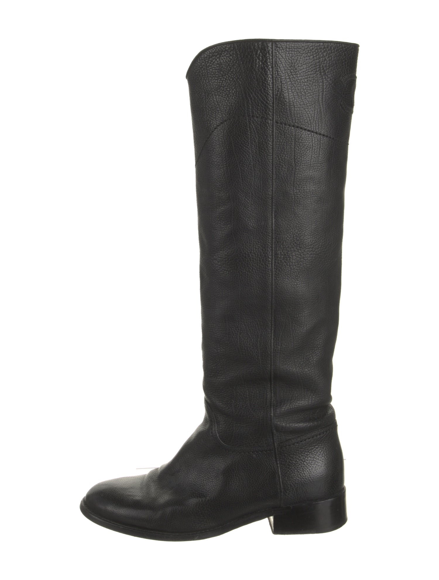 Chanel Interlocking CC Logo Leather Riding Boots