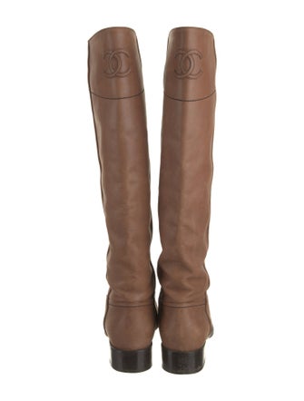 Chanel Interlocking CC Logo Leather Riding Boots