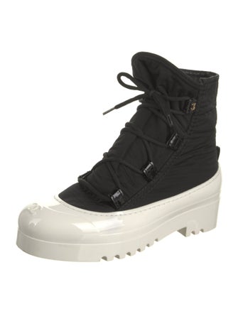 Chanel Interlocking CC Logo Nylon Lace-Up Boots