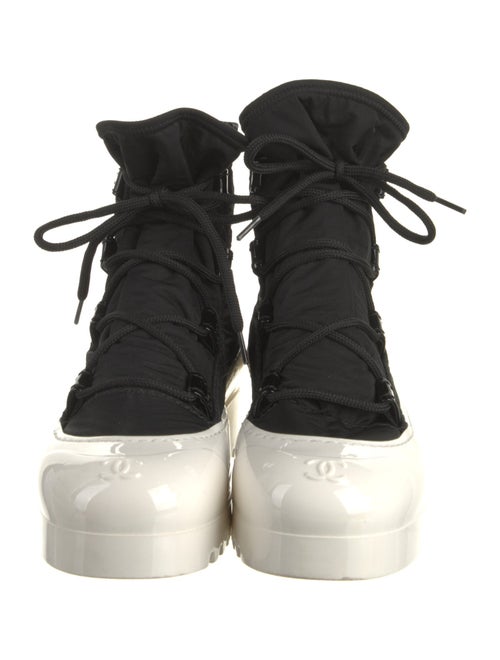 Chanel Interlocking CC Logo Nylon Lace-Up Boots