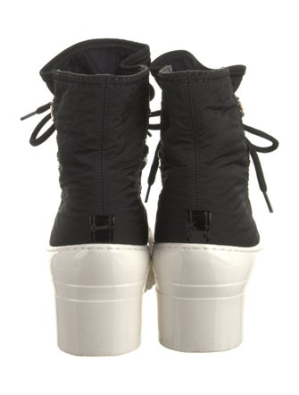 Chanel Interlocking CC Logo Nylon Lace-Up Boots