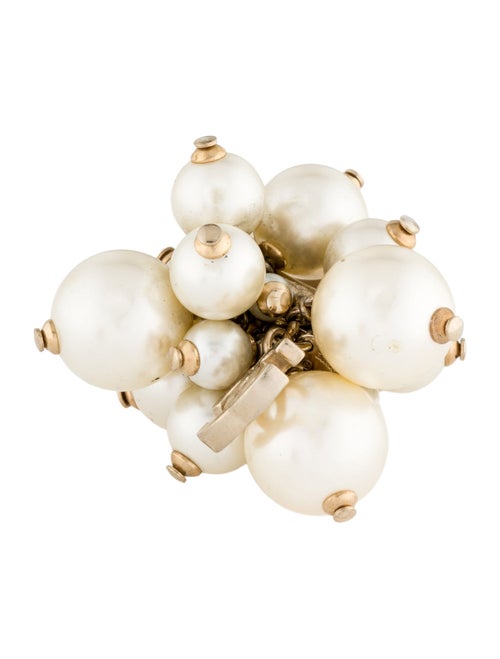 Chanel Faux Pearl Cluster CC Cocktail Ring