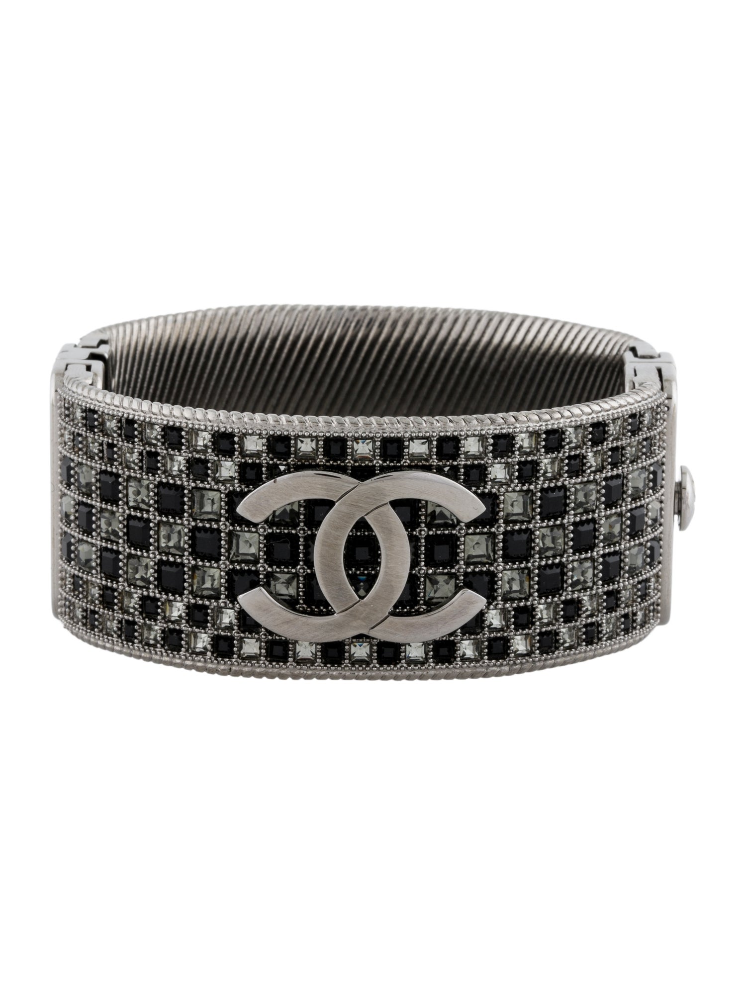 Chanel Strass CC Hinge Bangle Bracelet