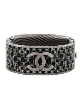 Chanel Strass CC Hinge Bangle Bracelet