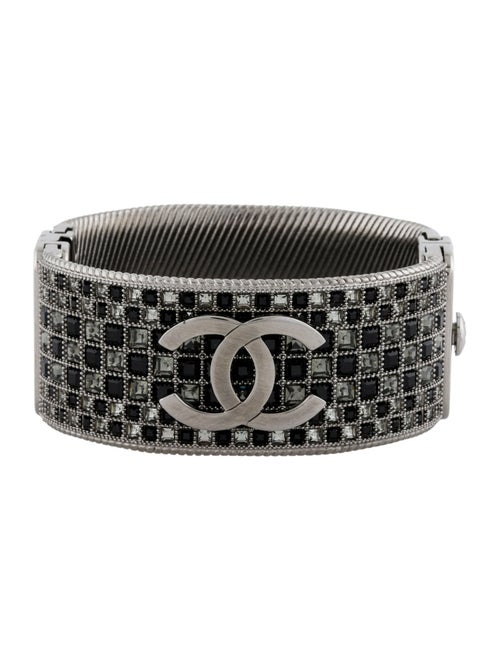 Chanel Strass CC Hinge Bangle Bracelet