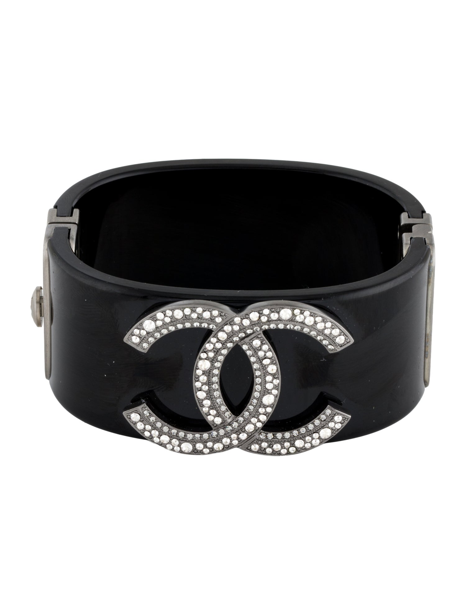 Chanel Strass & Resin CC Hinged Cuff Bracelet