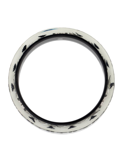Chanel Resin & Strass Floral Inlay Bangle Bracelet