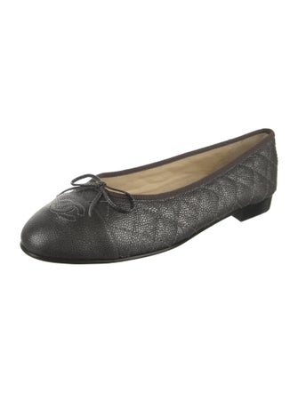 Chanel Interlocking CC Logo Leather Ballet Flats