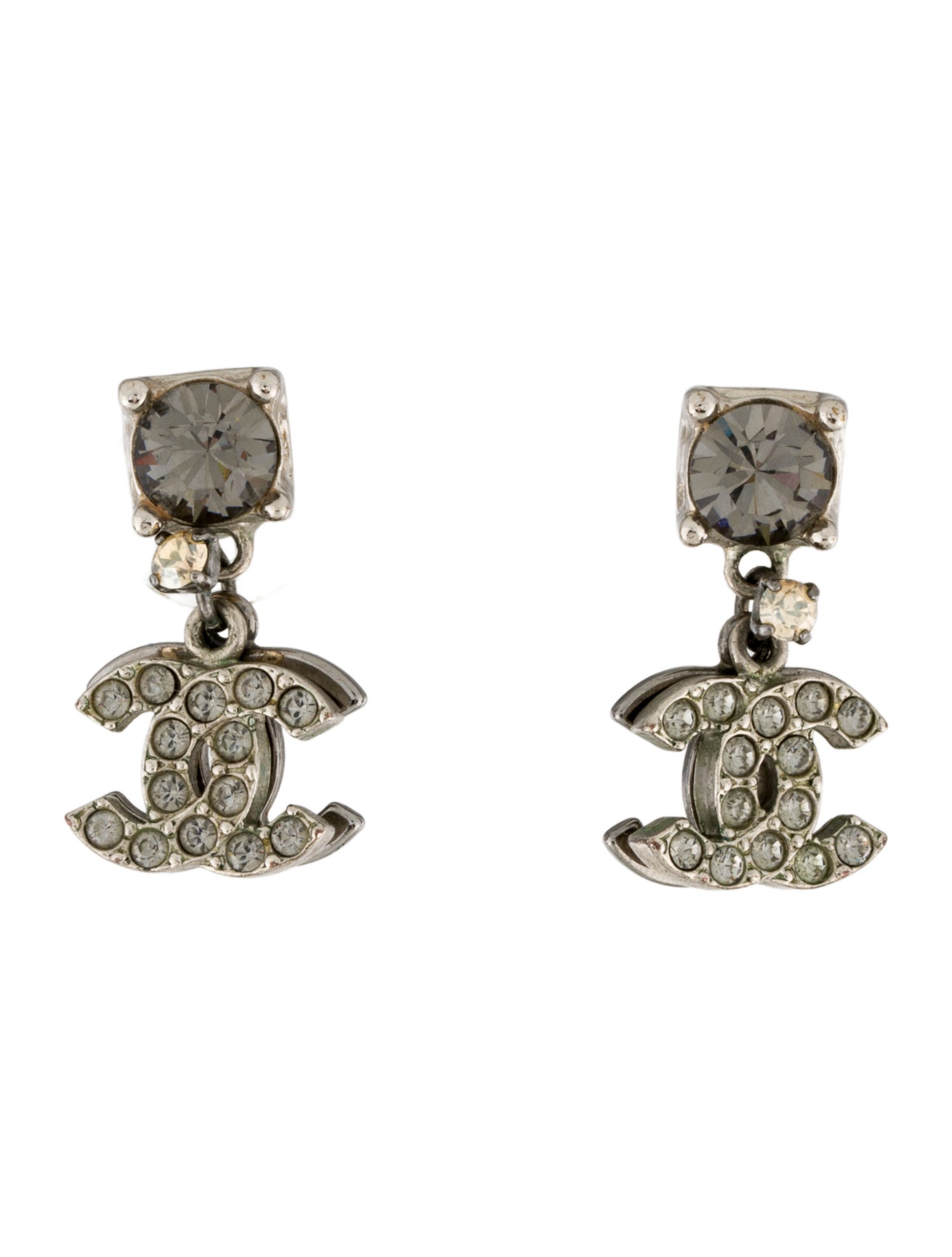 Chanel Strass CC Drop Earrings