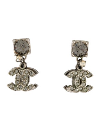 Chanel Strass CC Drop Earrings