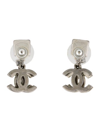 Chanel Strass CC Drop Earrings