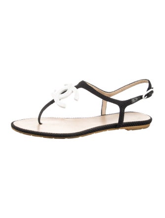 Chanel Interlocking CC Logo T-Strap Sandals