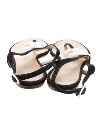 Chanel Interlocking CC Logo T-Strap Sandals
