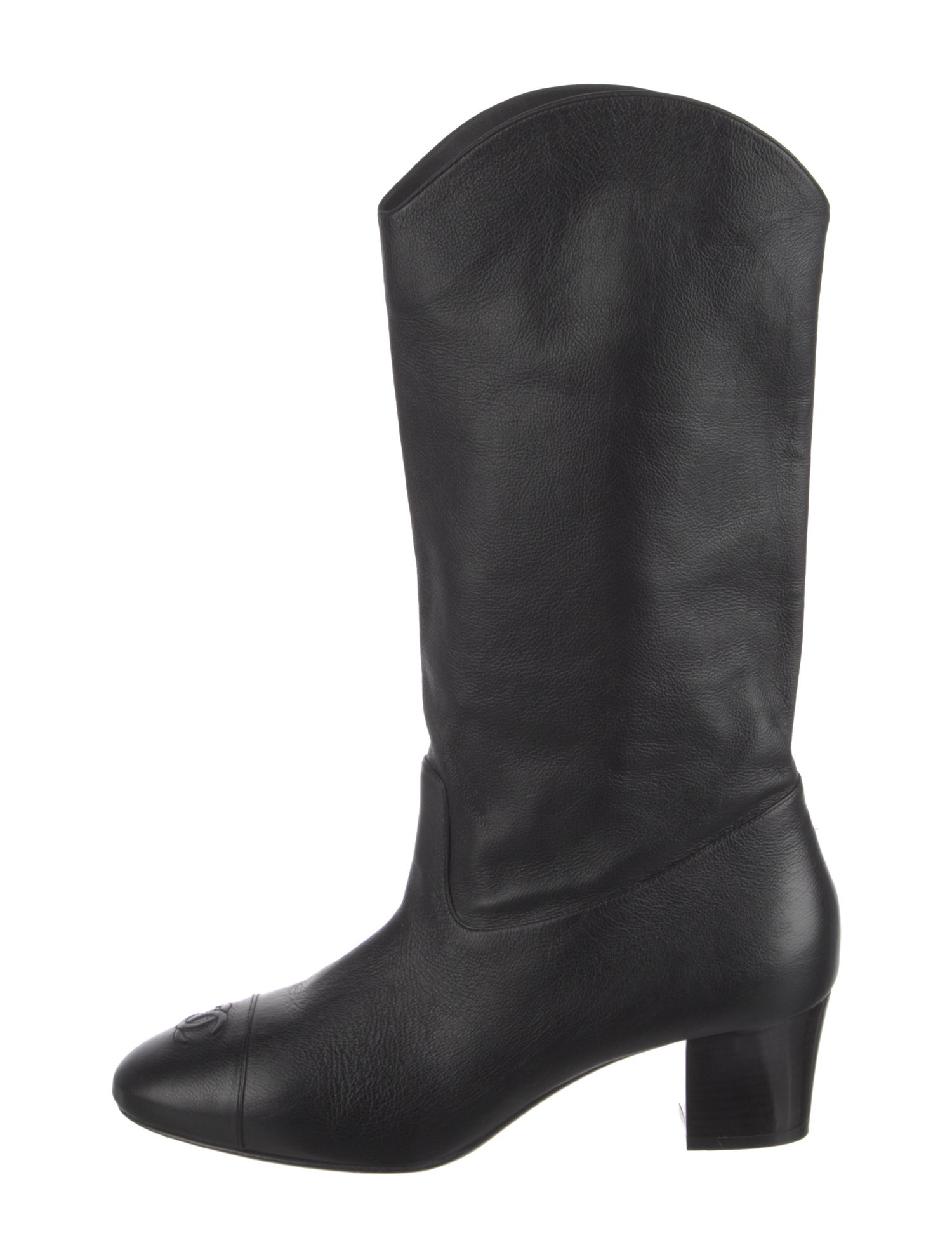 Chanel Interlocking CC Logo Leather Riding Boots