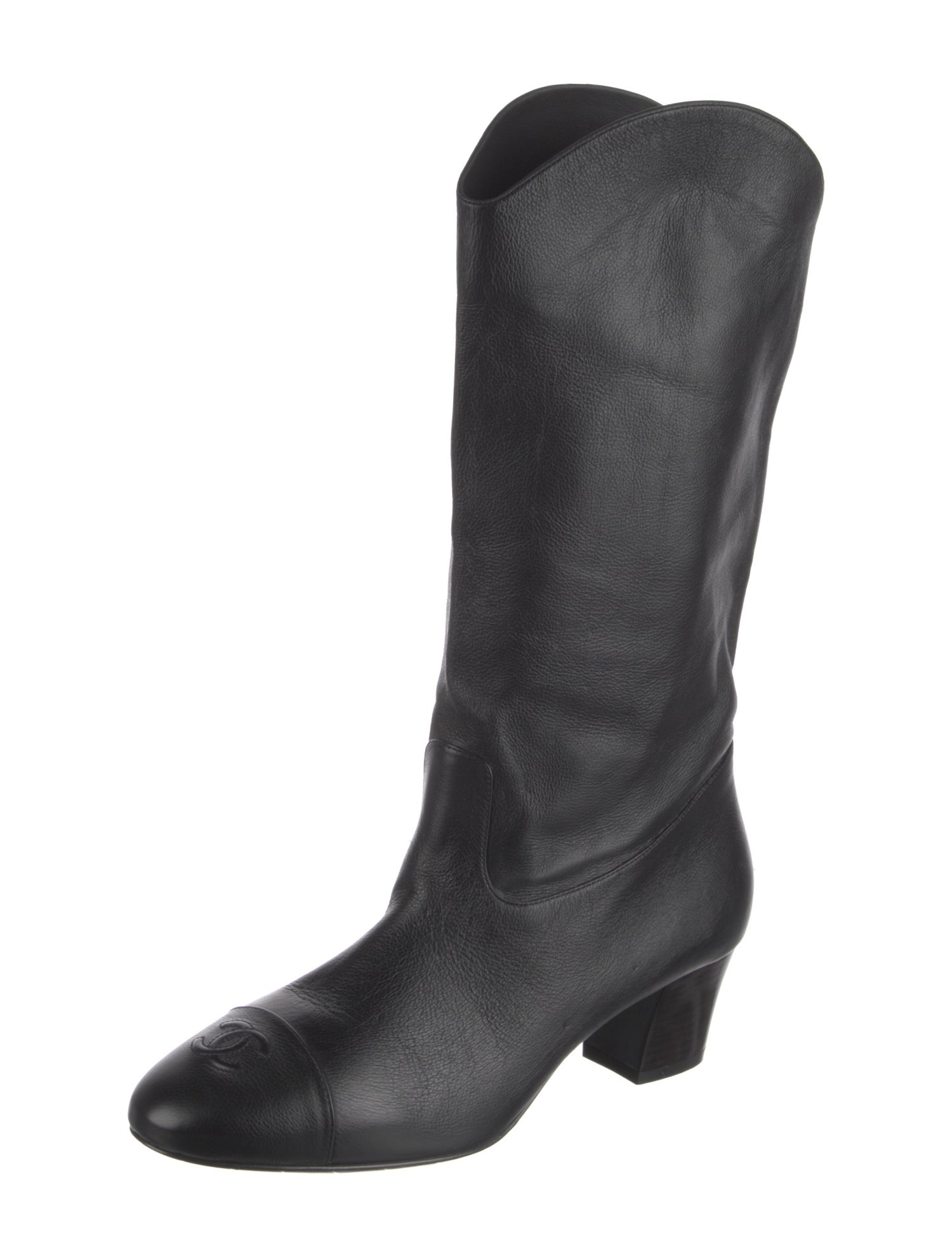 Chanel Interlocking CC Logo Leather Riding Boots