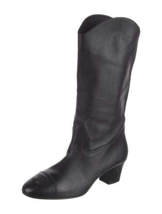 Chanel Interlocking CC Logo Leather Riding Boots