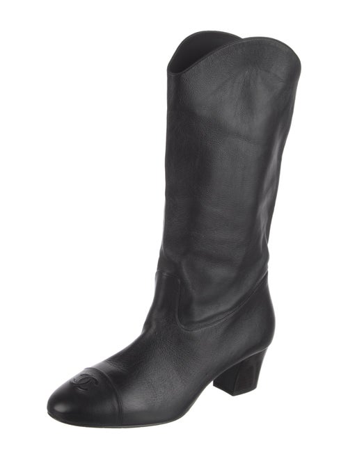 Chanel Interlocking CC Logo Leather Riding Boots