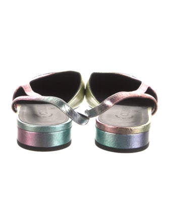 Chanel Interlocking CC Logo Leather Slingback Flats