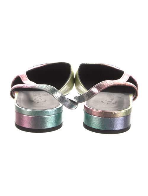 Chanel Interlocking CC Logo Leather Slingback Flats