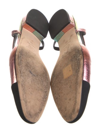 Chanel Interlocking CC Logo Leather Slingback Flats