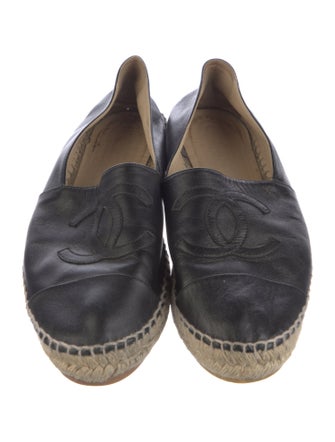 Chanel Interlocking CC Logo Leather Espadrilles
