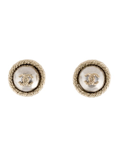 Chanel Two-Tone CC Logo Stud Earrings