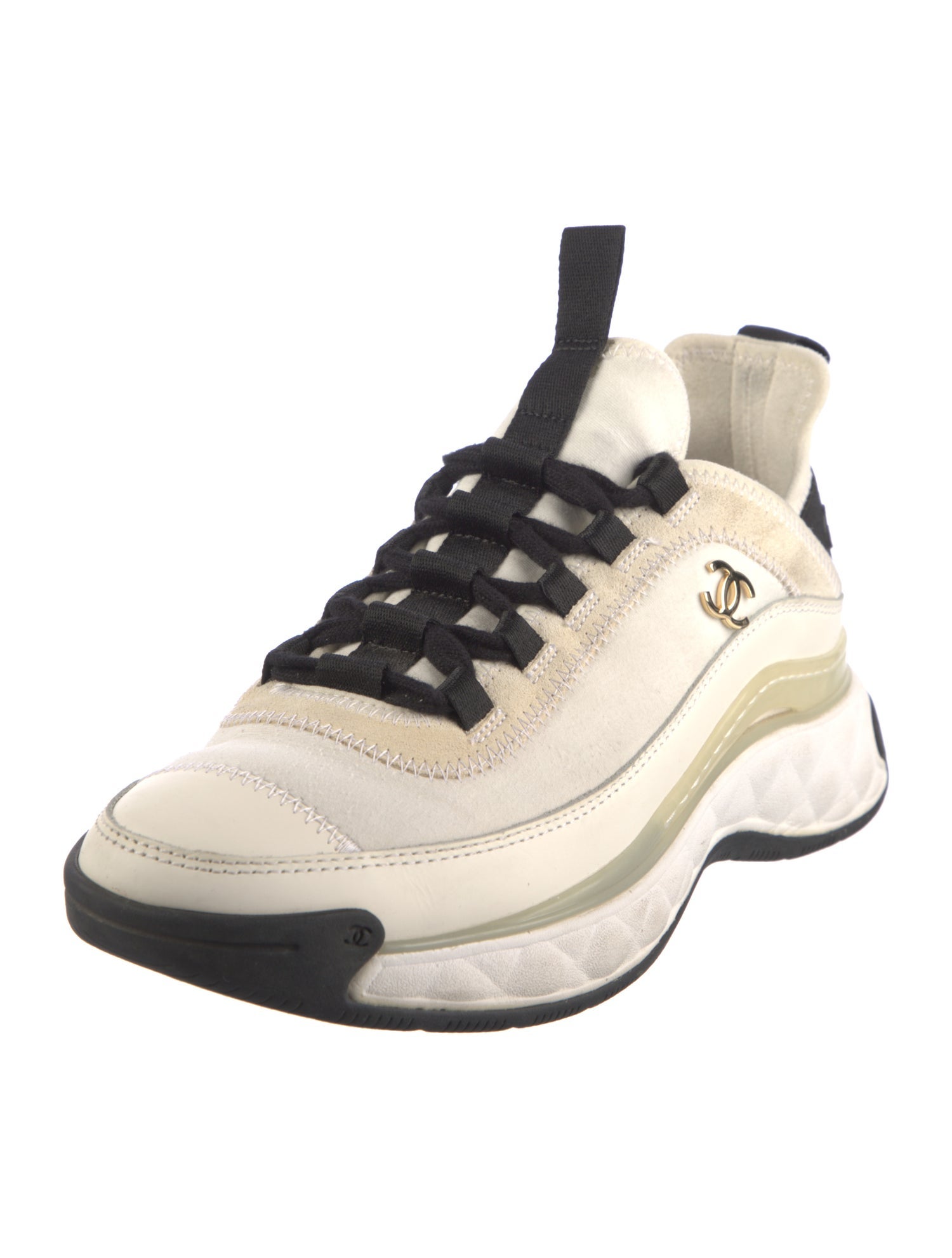 Chanel Interlocking CC Logo Leather Sneakers