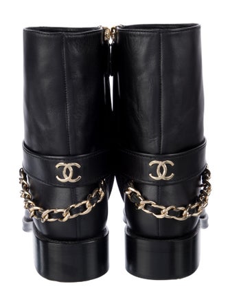 Chanel 2022 Interlocking CC Logo Moto Boots