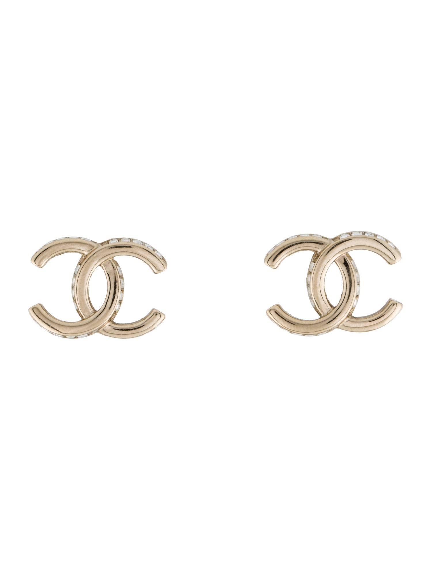 Chanel 2023 Strass CC Stud Earrings