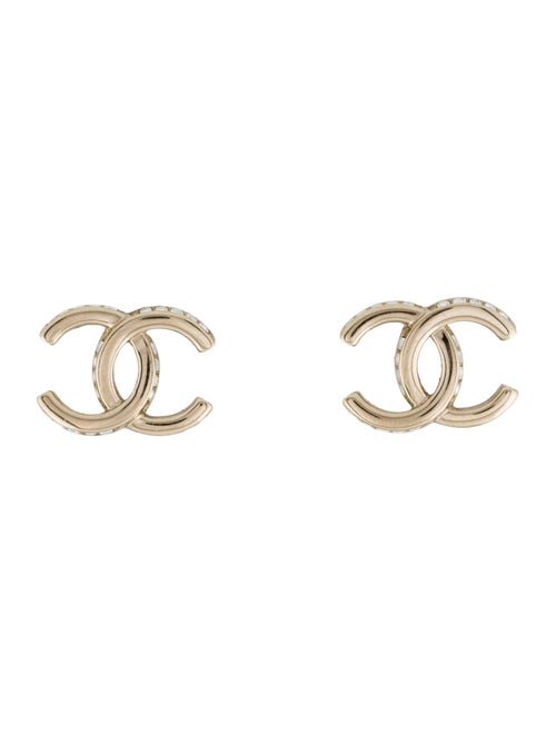 Chanel 2023 Strass CC Stud Earrings