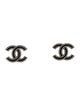 Chanel 2021 Enamel & Strass CC Stud Earrings
