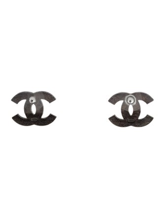 Chanel 2021 Enamel & Strass CC Stud Earrings