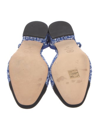 Chanel Interlocking CC Logo Tweed Slingback Flats
