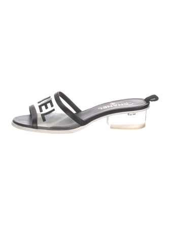 Chanel Interlocking CC Logo Leather Slides