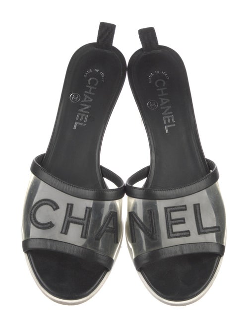 Chanel Interlocking CC Logo Leather Slides