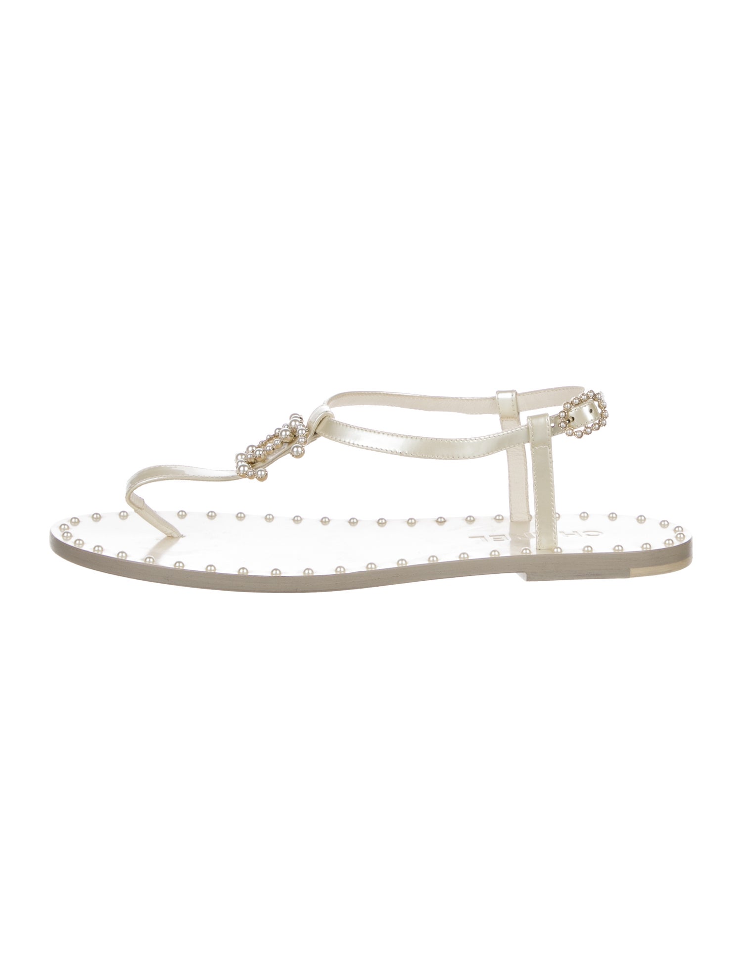 Chanel 2017 Interlocking CC Logo T-Strap Sandals